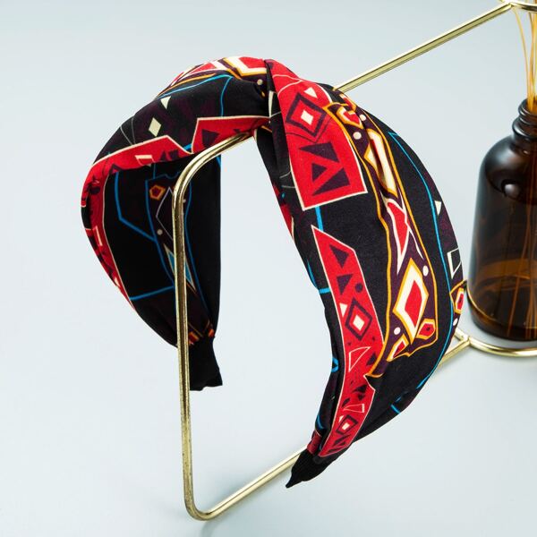 

Geometric Print Wide Headband, Multicolor