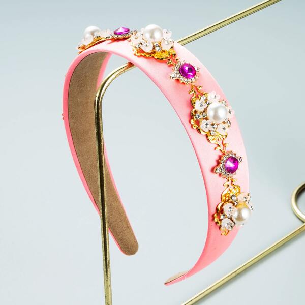

Rhinestone & Faux Pearl Decor Hair Hoop, Pink
