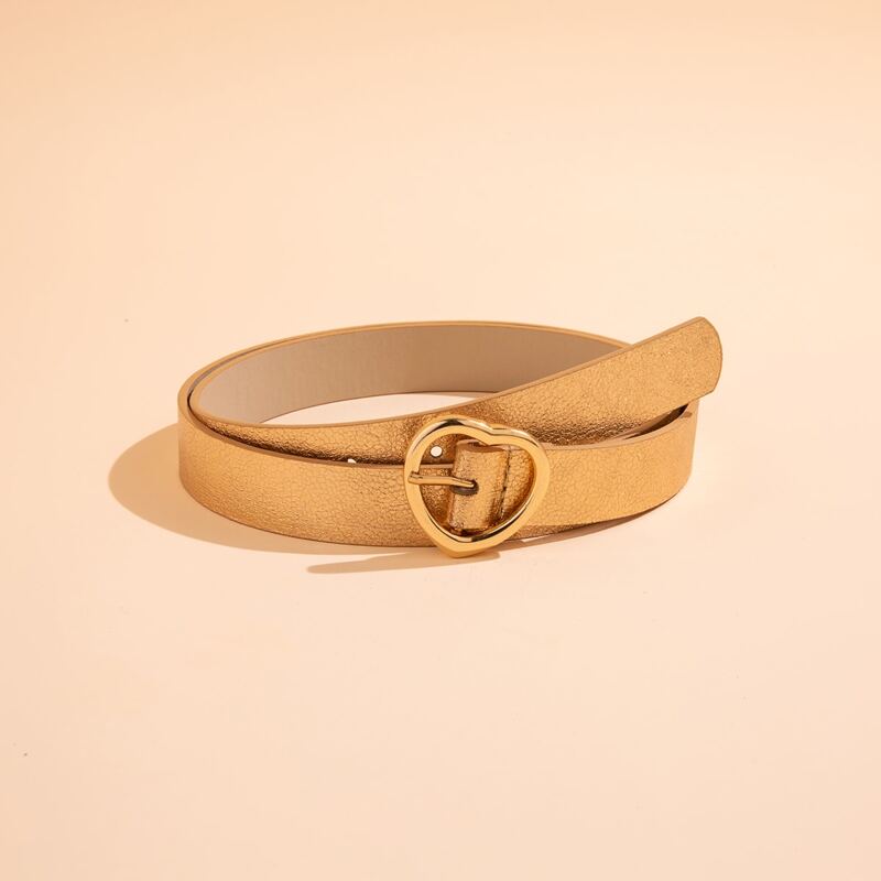 

Heart Design Buckle Belt, Gold