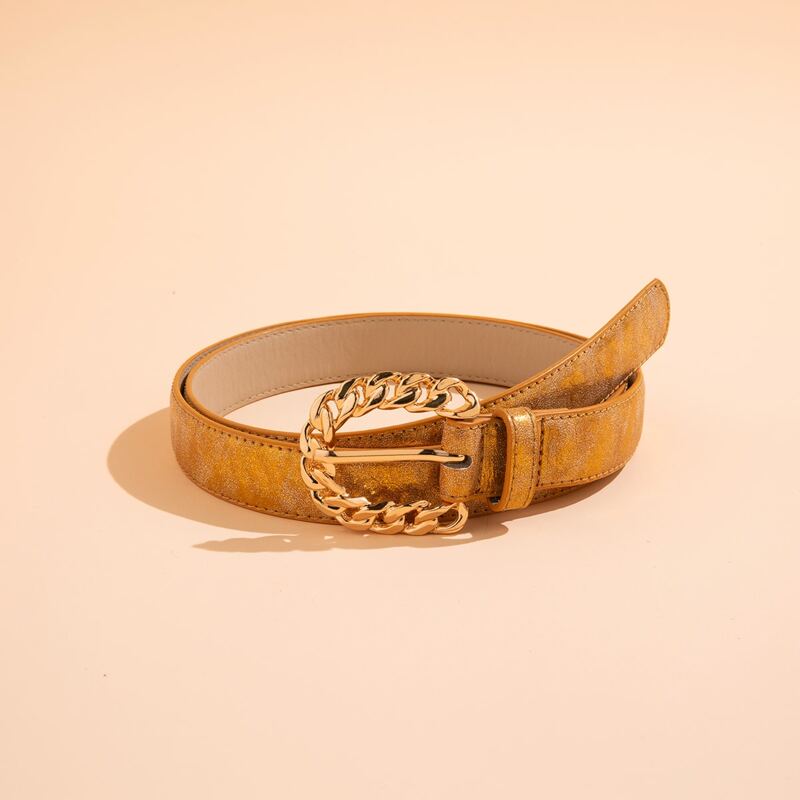 

Chain Design Buckle Belt, Gold