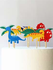 12 piezas Decoración de pastel en forma de dinosaurio - Multicolor - Ver 1