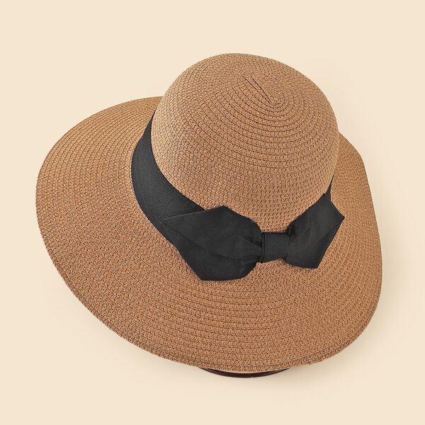 

Bow Knot Decor Straw Hat, Khaki