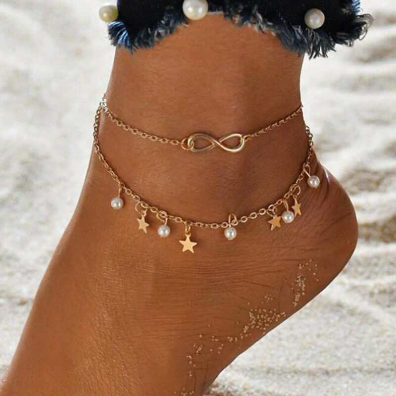 

Faux Pearl Decor Anklet, Gold