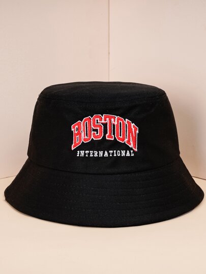 قبعة دلو مطرز بعبارة للرجال