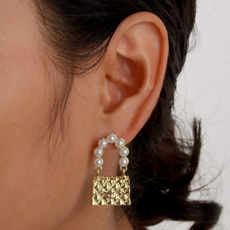 

Faux Pearl Decor Earrings, Gold