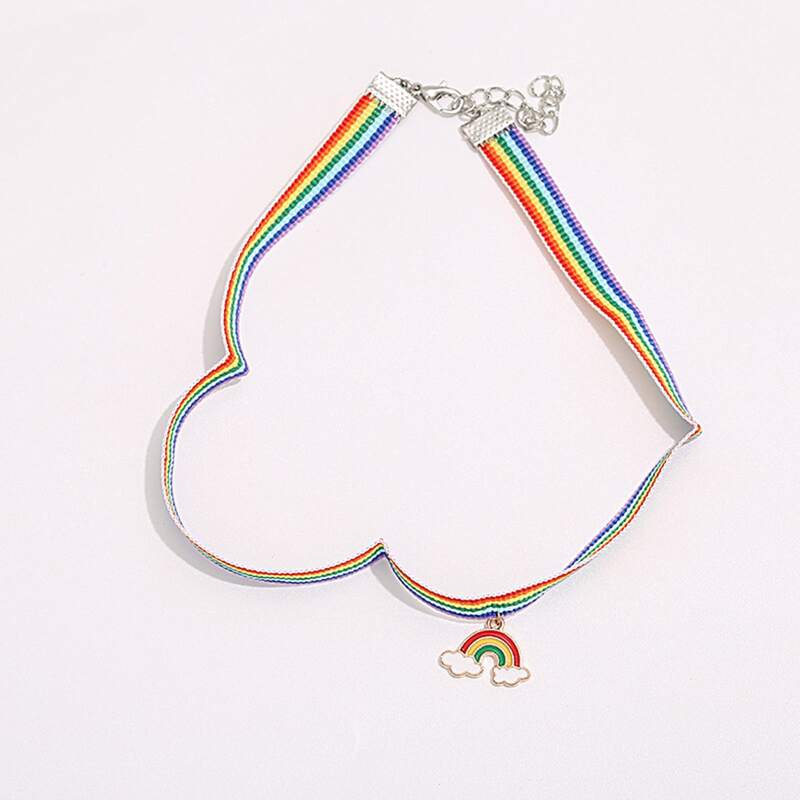 

Rainbow Pendant Necklace, Silver