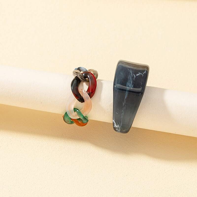

2pcs Resin Ring, Multicolor