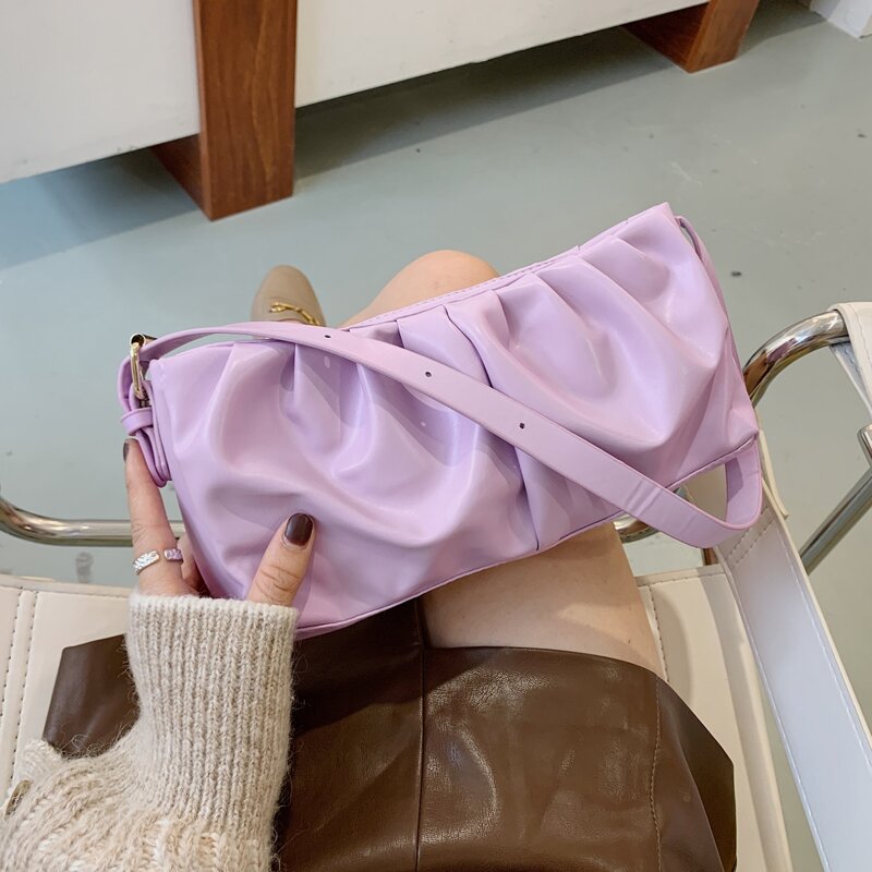 

Ruched Design Shoulder Bag, Purple