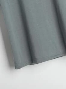 INAWLY Áo thun màu trơn Giải trí - Xám - Xem 3