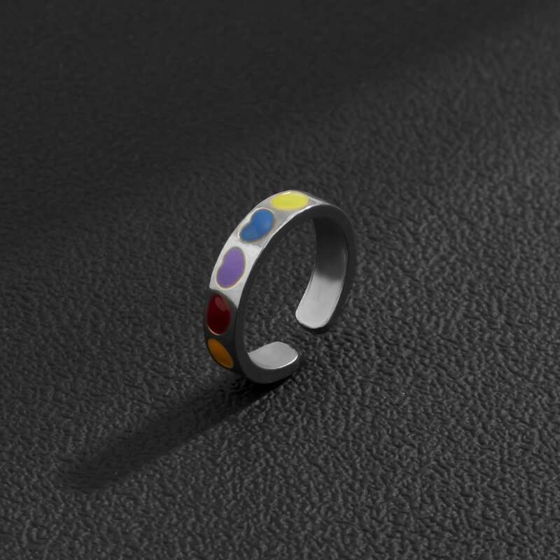 

Guys Heart Pattern Cuff Ring, Silver