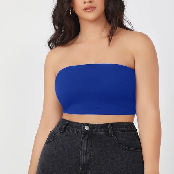 

Plus Solid Crop Tube Top, Royal blue