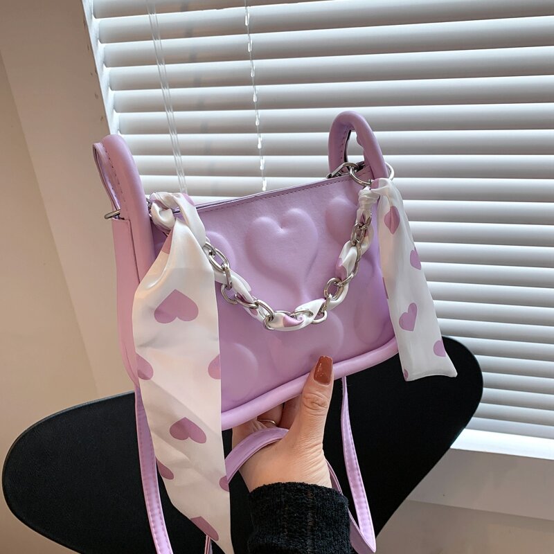 

Scarf Decor Satchel Bag, Purple