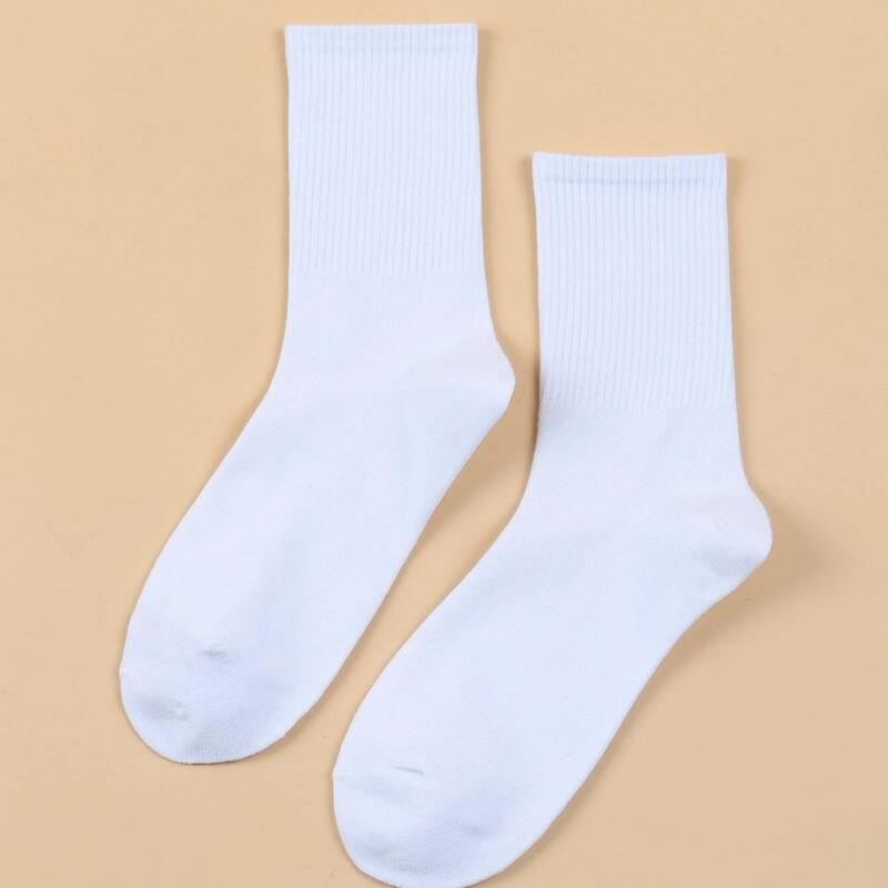 

1pair Plain Crew Socks, White