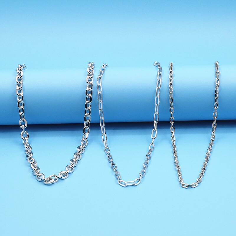 

3pcs Minimalist Chain Necklace, Silver