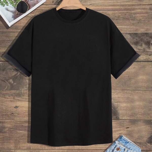 

Men Fire Print Short Sleeve Tee, Black