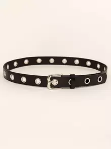 1pc Women's Black Y2K Punk Rock Rivet Buckle Waist Belt, Versatile Casual Jeans Belt For Daily Wear Summer, School Fall, Autumn, Halloween