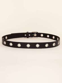 1pc Women's Black Y2K Punk Rock Rivet Buckle Waist Belt, Versatile Casual Jeans Belt For Daily Wear Summer, School Fall, Autumn, Halloween