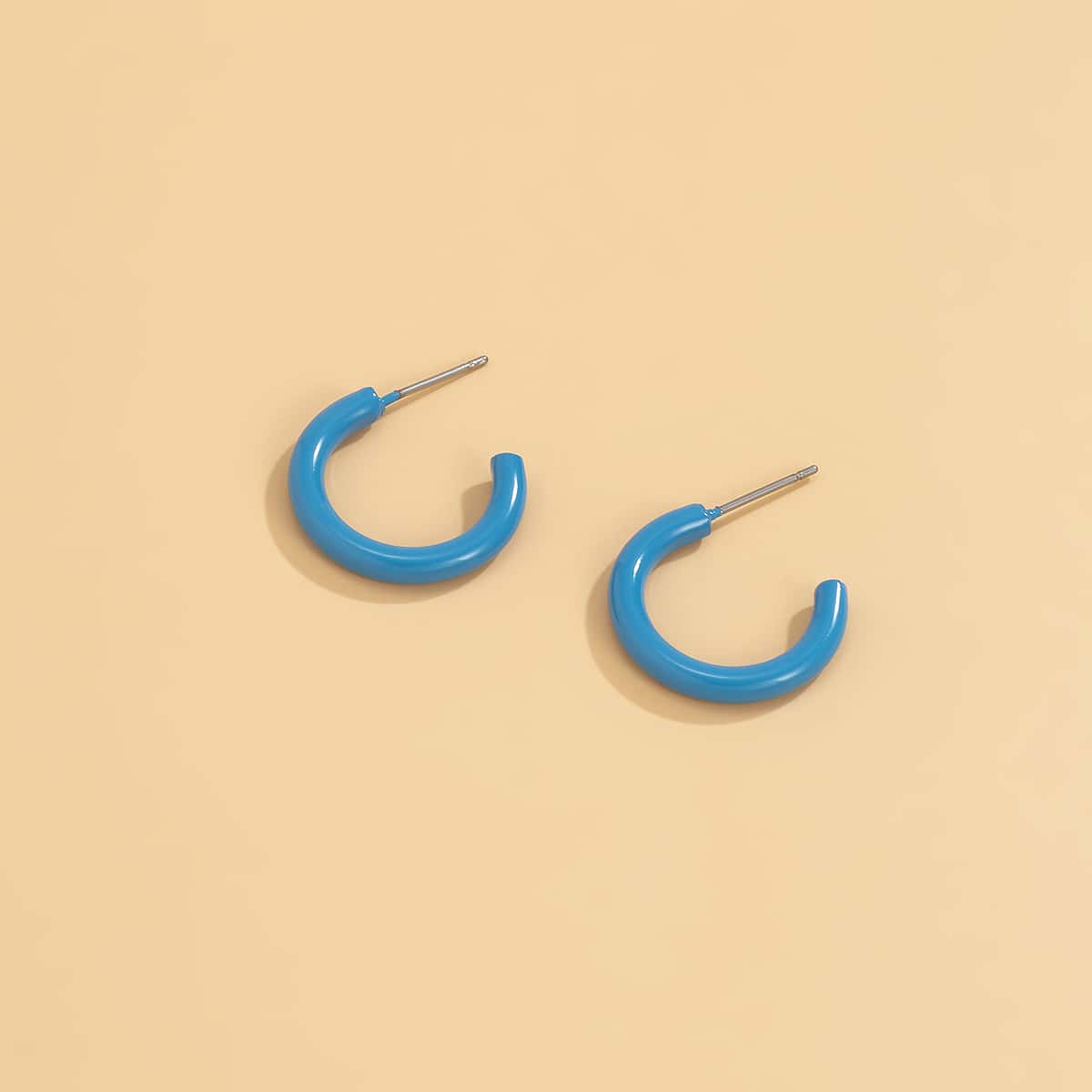 

Minimalist Hoop Earrings, Blue