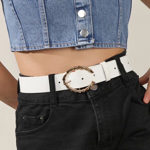 

Metal Buckle Belt, White