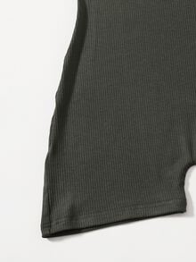 SHEIN EZwear Solid Unitard Romper - Dark Grey - View 3