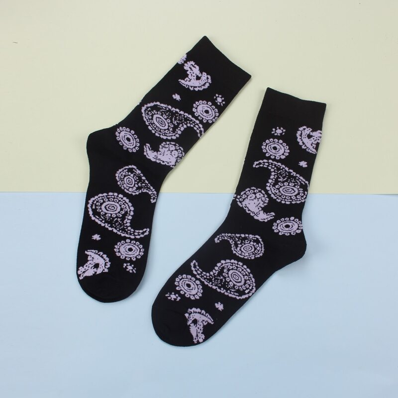 

1pair Graphic Crew Socks, Black