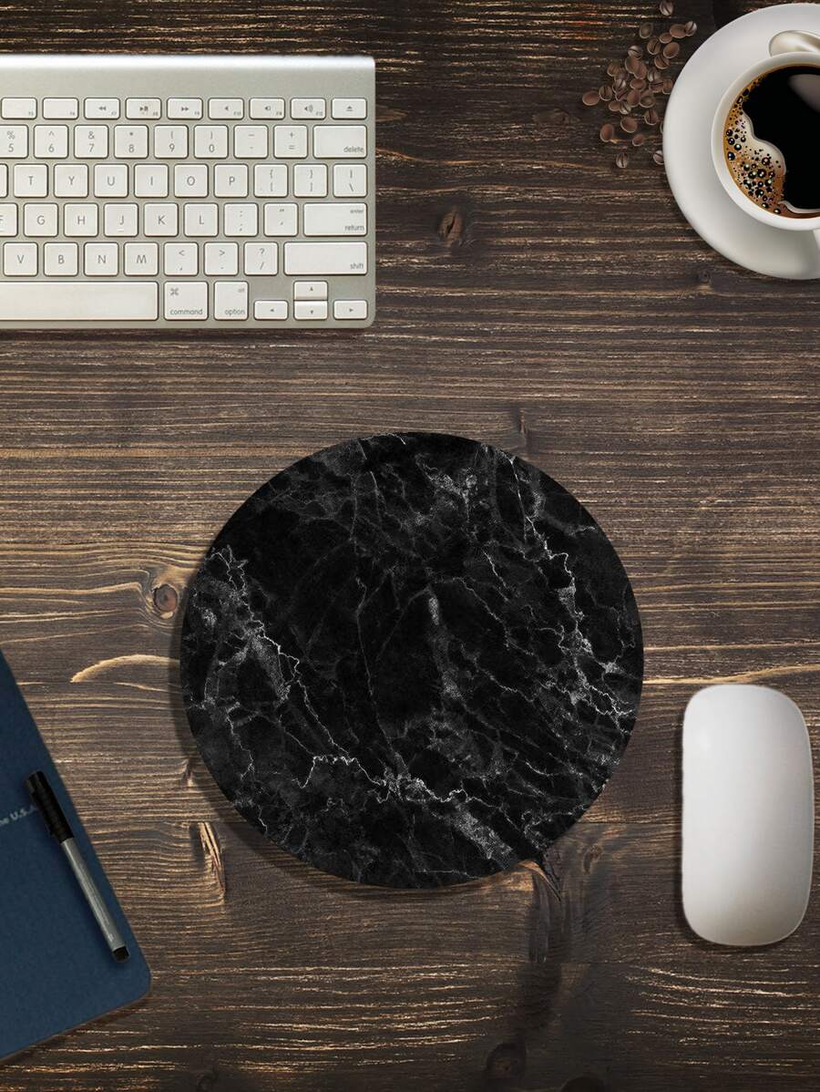 Tấm lót chuột hình tròn bằng đá cẩm thạch - màu đen - Xem 1