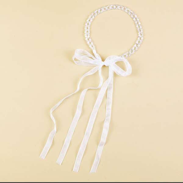 

Beaded Hair Band, White