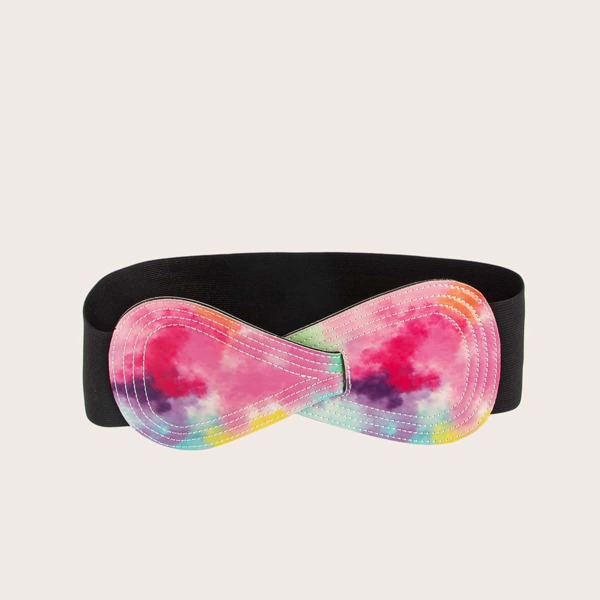 

Tie Dye Bow Decor Wide Belt, Multicolor
