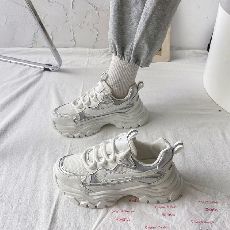 

Lace Up Front Chunky Sneakers, White