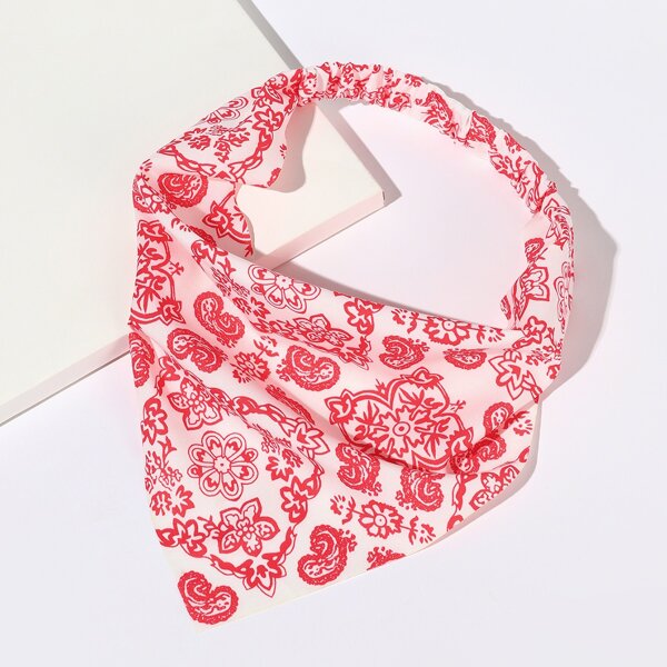 

Flower Print Hair Band, Red and white