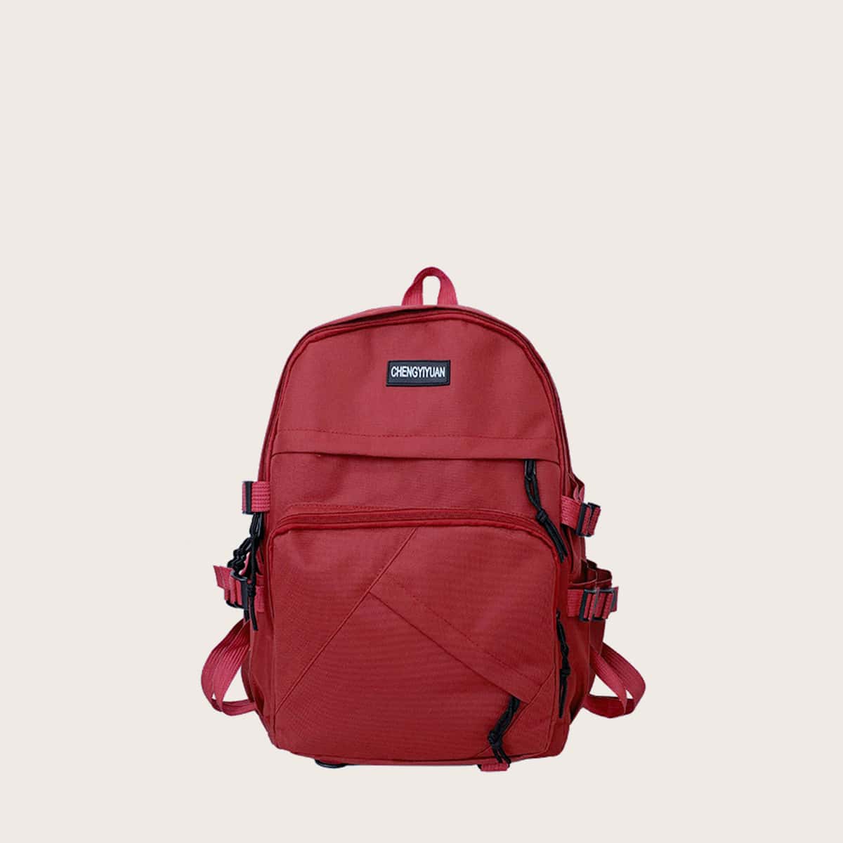 

Buckle Decor Backpack, Red