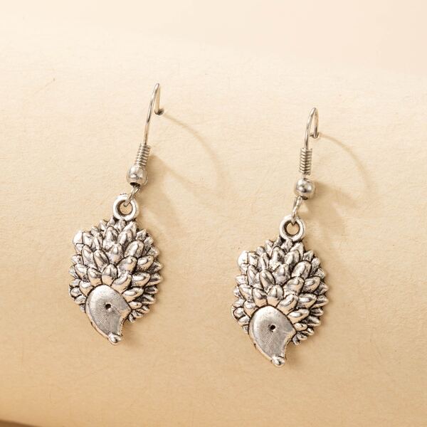 

Hedgehog Design Earrings, Silver