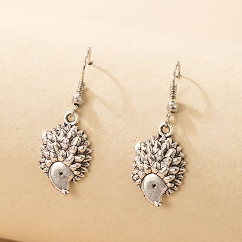 

Hedgehog Design Earrings, Silver