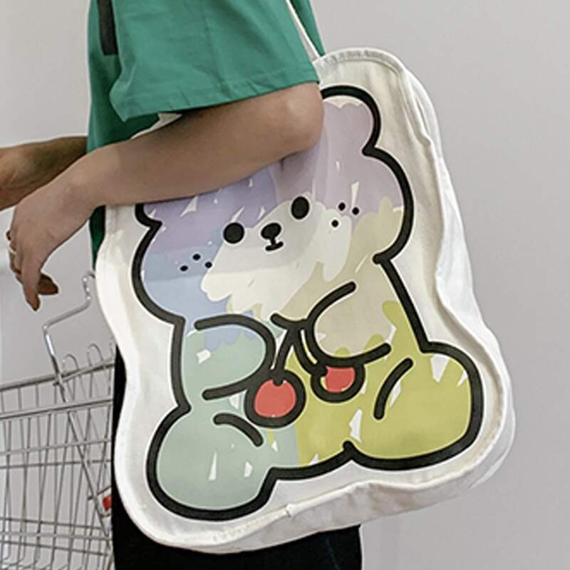

Cartoon Graphic Shopping Bag, White