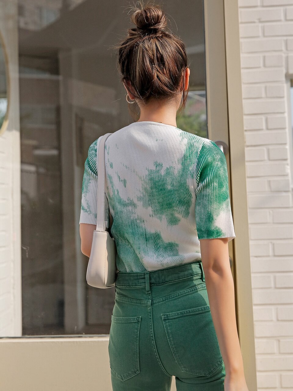 Tie Dye Button Front Knit Top,Fall Clothes
