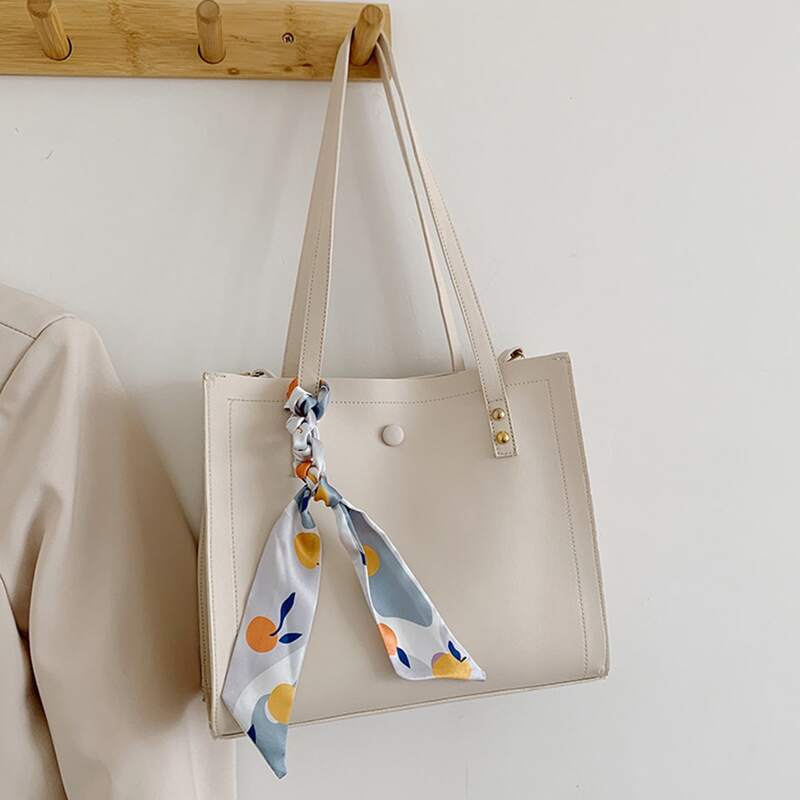 

Scarf Decor Tote Bag, White