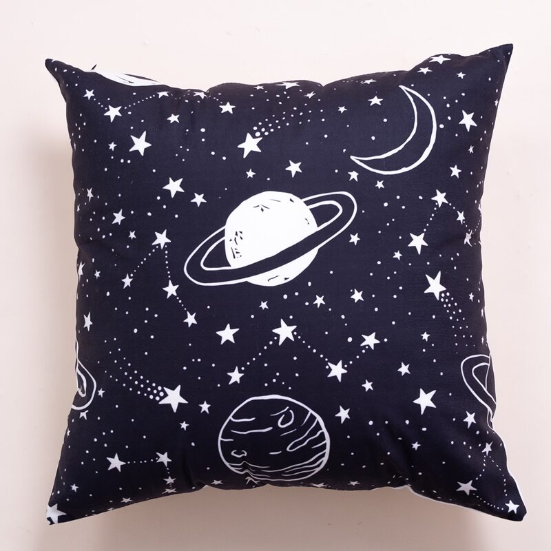 

Planet Print Cushion Cover Without Filler, Black