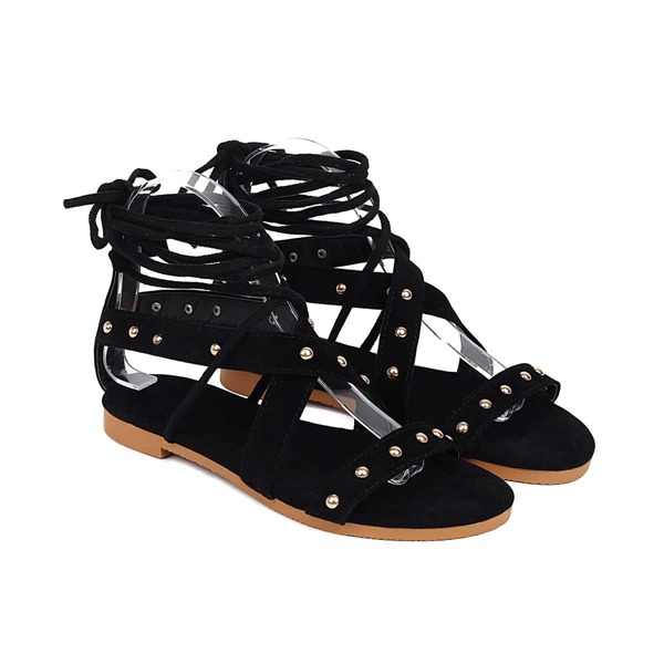 

Minimalist Studded Decor Gladiator Sandals, Black