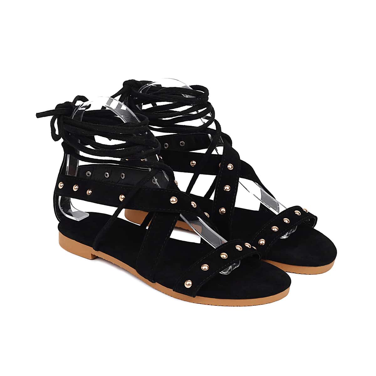 

Minimalist Studded Decor Gladiator Sandals, Black