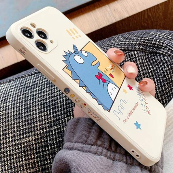 

Cartoon Monster Print Phone Case, Beige