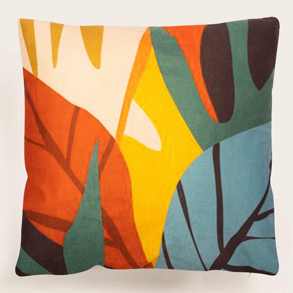 

Abstract Leaf Print Cushion Cover Without Filler, Multicolor