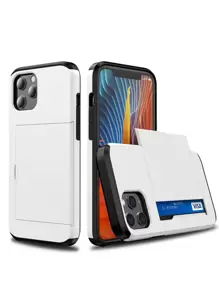 1 件优质 PC 滑卡双色防尘防滑手机壳适用于 11 12 13 14 15 16 17 Pro Max、S21 S22 S23 S24 [注意：由于每种型号的尺寸设计不同，顶部和底部的黑色保护部件仅适用于部分型号]