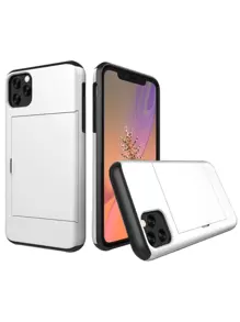 1 件优质 PC 滑卡双色防尘防滑手机壳适用于 11 12 13 14 15 16 17 Pro Max、S21 S22 S23 S24 [注意：由于每种型号的尺寸设计不同，顶部和底部的黑色保护部件仅适用于部分型号]