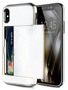 1 件优质 PC 滑卡双色防尘防滑手机壳适用于 11 12 13 14 15 16 17 Pro Max、S21 S22 S23 S24 [注意：由于每种型号的尺寸设计不同，顶部和底部的黑色保护部件仅适用于部分型号]