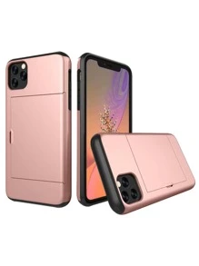 1pc Premium PC Sliding Window Card Slot Dual-Color Dustproof Anti-Slip Phone Case Compatible With IPhone 11 12 13 14 15 16 17 Pro Max, S21 S22 S23 S24 [Due To Different Sizes And Designs Of Each Model, The Black Protective Parts At The Top And Bottom Are Only Available For Some Models] - Pink - View 2