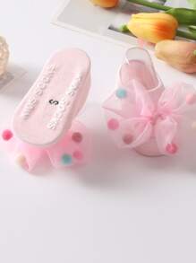 Bebé Calcetines tobilleros con diseño de lazo - Rosa - Ver 2