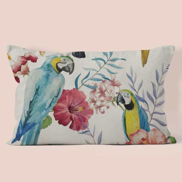 

Parrot Print Lumbar Pillow Cover Without Filler, Multicolor