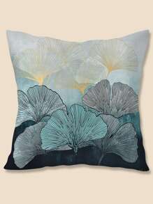 Ginkgo Leaf Print Cushion Cover Without Filler - Multicolor - View 1