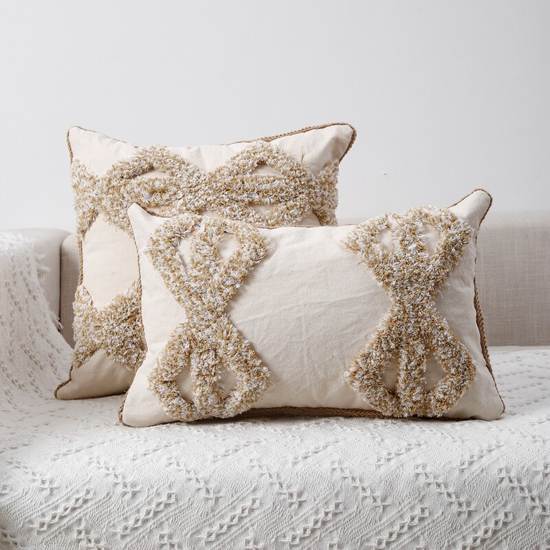 

1pc Tufted Cushion Cover Without Filler, Beige