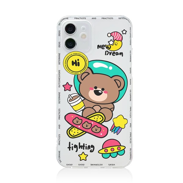 

Cartoon Bear Print Phone Case, Clear